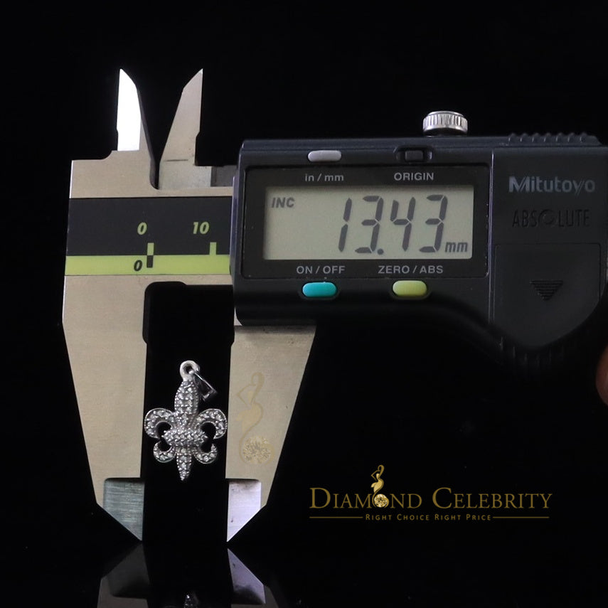 DiamondCelebritees 925 Sterling Silver Fleur de Lis Shape Pendant with 0.38ct Cubic Zirconia