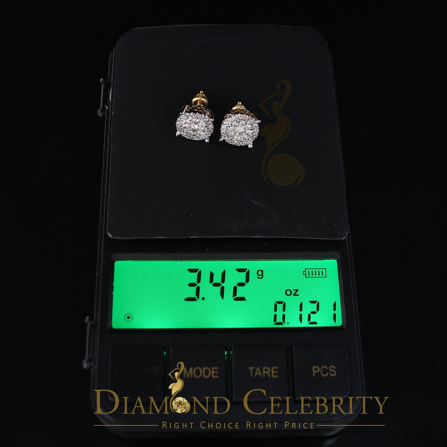 DiamondCelebritees Men's/Women's 10K Real Yellow Gold with 1.20CT Real Diamond Stud Earrings