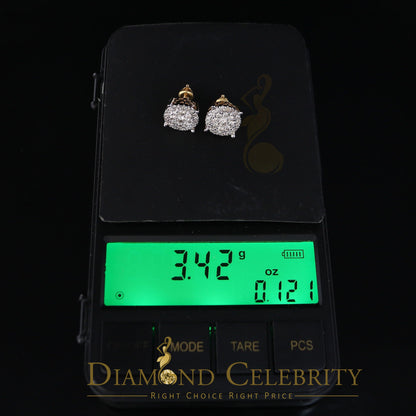 DiamondCelebritees Men's/Women's 10K Real Yellow Gold with 1.20CT Real Diamond Stud Earrings