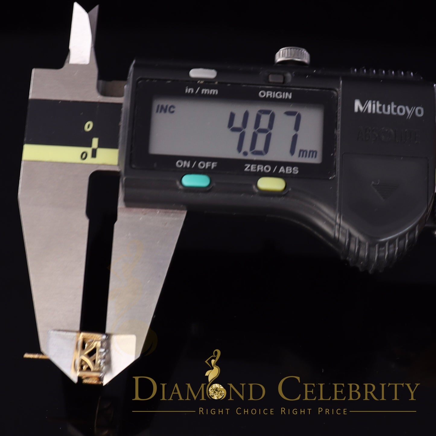 DiamondCelebritees 10K Real Yellow Gold with Real 1.50ct Diamonds Square Stud Earrings