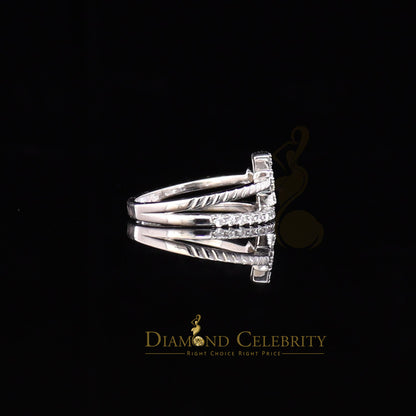 DiamondCelebritees 925 White Silver 0.40ct Cubic Zirconia Engagement Womens Cross Ring Size 7