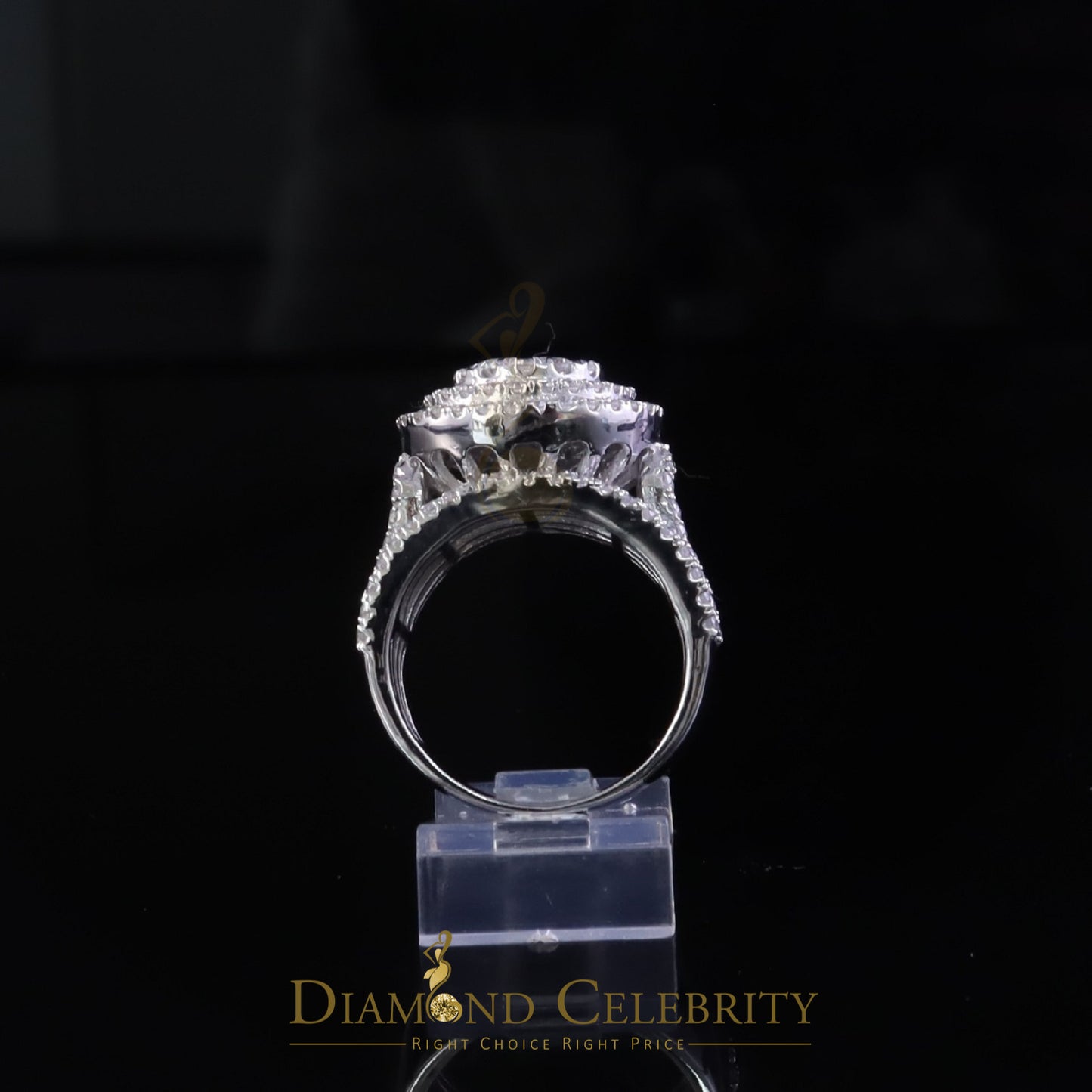 DiamondCelebritees 925 Silver Moissanite Cluster Stone Shape White 4.00ct VVS 'D' Rings SZ 8 Men's