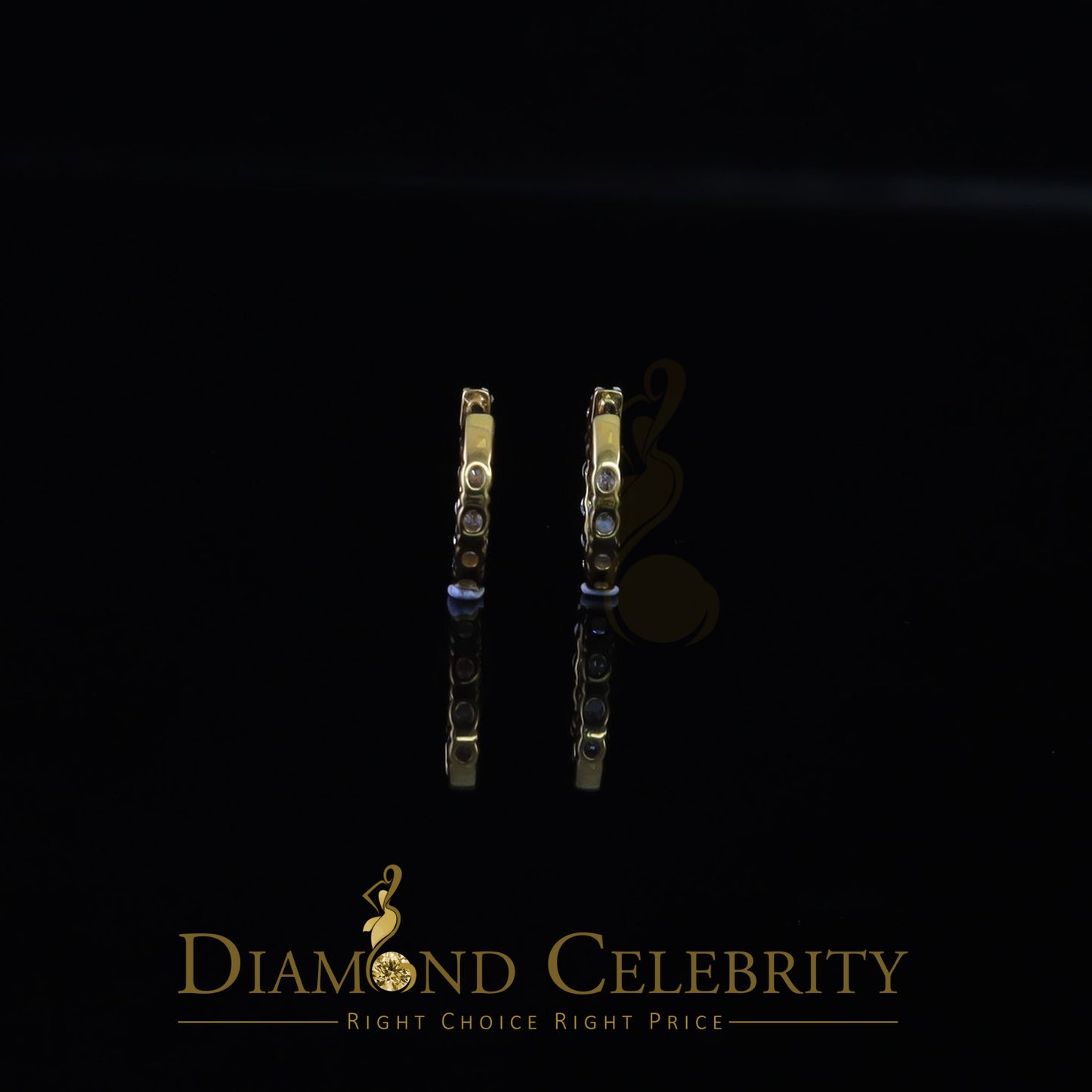 DiamondCelebritees 2.50ct Moissanite Yellow 925 Sterling Silver Women's In and Out Hoop Earrings