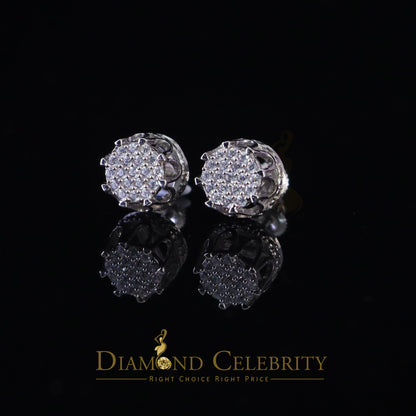 DiamondCelebritees  925 White Sterling Silver 0.58ct Cubic Zirconia Women's Hip Hop Flower Earrings