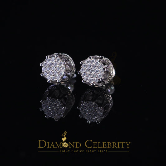DiamondCelebritees  925 White Sterling Silver 0.58ct Cubic Zirconia Women's Hip Hop Flower Earrings