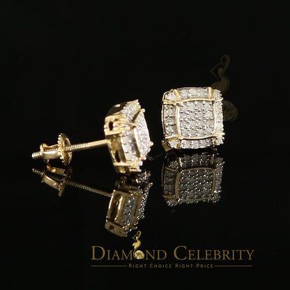 DiamondCelebritees 0.25ct Diamond 925 Silver Yellow Square Earring For Men's / Women's stud