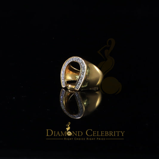 DiamondCelebritees 925 Sterling Yellow Silver Cubic Zirconia 0.26ct Horsehoe Womens Ring Size 7