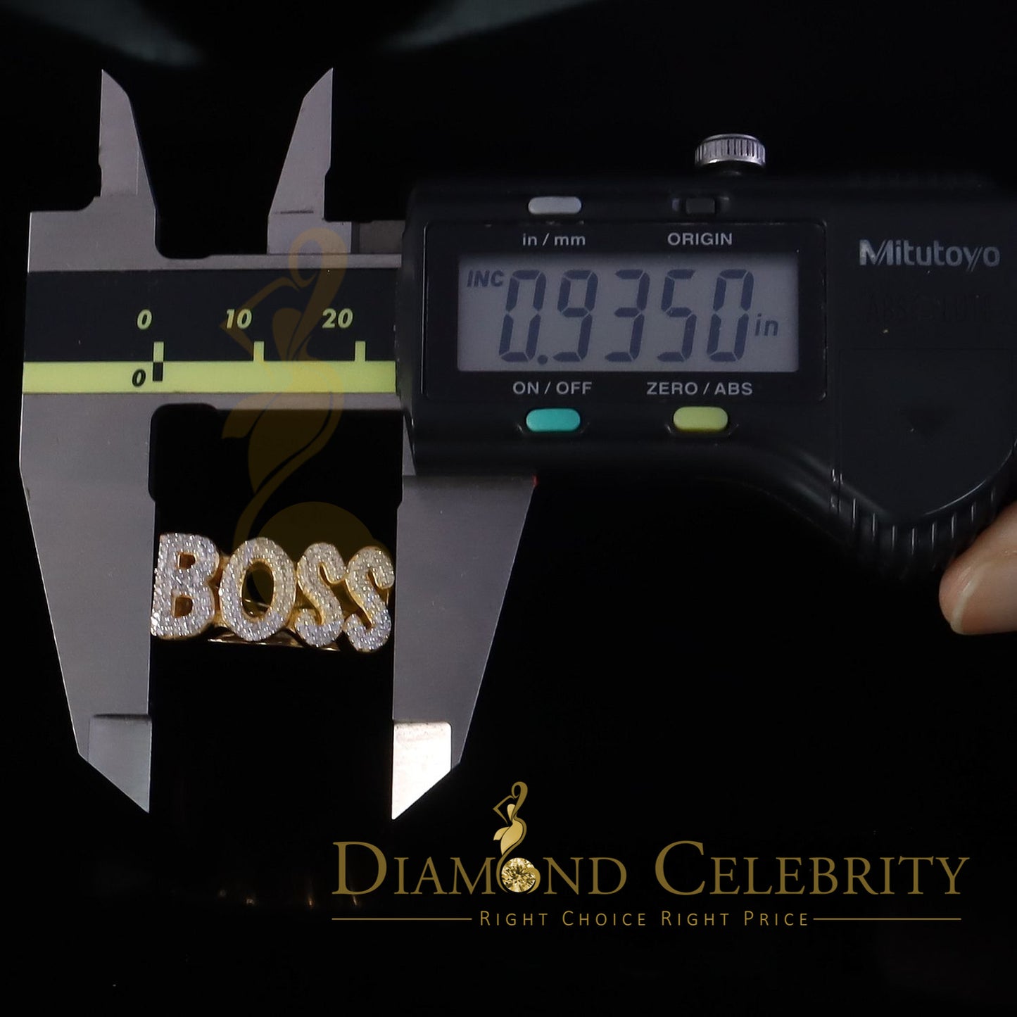 DiamondCelebritees Stylish "BOSS" 925 Silver Yellow 0.50ct Micro Real Diamond Men's Band Ring SZ 8