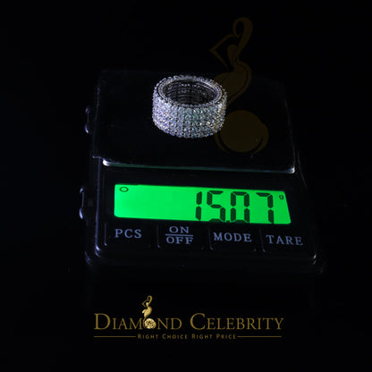 DiamondCelebritees 925 Cubic Zirconia 22.50ct White 925 Sterling Silver Eternity Men's Ring Size 10