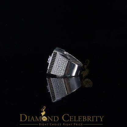 DiamondCelebritees Men's 6.25ct Cubic Zirconia White Silver Round Adjustable Ring From SZ 11 to 13