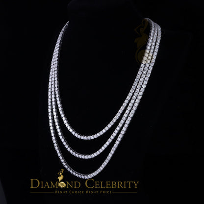 DiamondCelebritees Tennis Necklace 925 Silver White 90ct Moissanite size 18/20/22 inch & Width 4mm