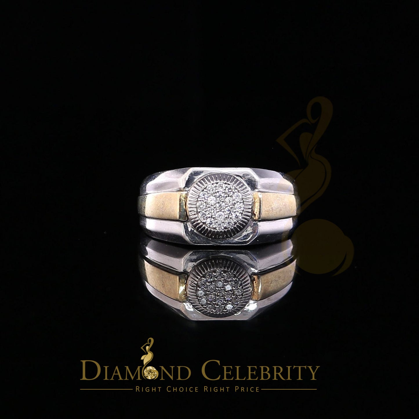 DiamondCelebritees 925 Silver White 0.38ct Cubic Zirconia Wide Men's Engagement Band Ring Size 11.5