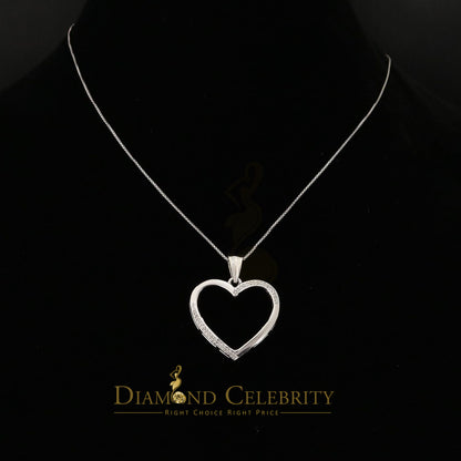 DiamondCelebritees  Real 0.12CT Diamond HEART in 925 Sterling Silver White Charm Necklace Pendant