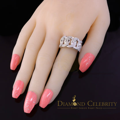 DiamondCelebritees 0.85ct Cubic Zirconia Stone White 925 Sterling Silver Cuban Men's Ring Size 10