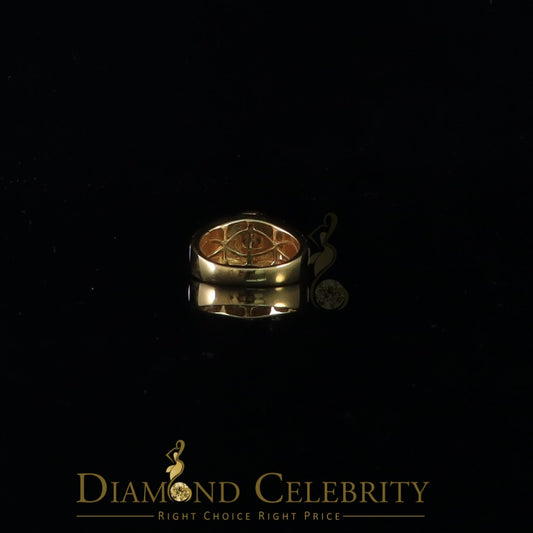 DiamondCelebritees Men's 0.30ct Cubic Zirconia Yellow Silver Heavy Look Round Ring SZ 9