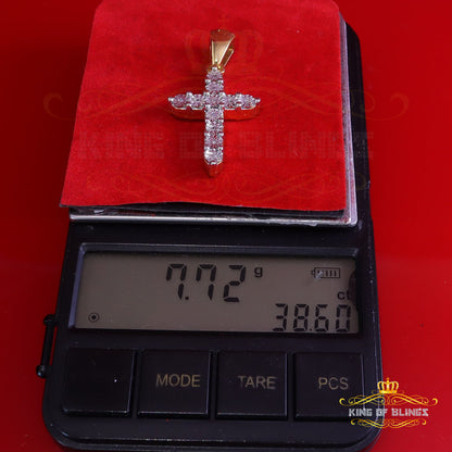 DiamondCelebritees  Real 0.33ct Diamond 925 Sterling Silver CROSS Charm Necklace Yellow Pendant