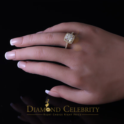 King Of Blings  10K Yellow Gold 3.00CT 'VVS' 'FL' D clr Cushion Cut Moissonite Womens Ring S/7