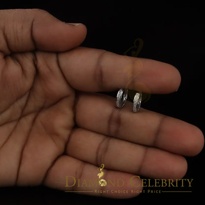 DiamondCelebritees 0.10ct Diamond 925 Sterling Silver White Hoop Stud Earrings For Men's / Women's