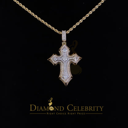 Diamondcelebritees Yellow Sterling Silver Charm Cross Pendant Men & Women 2.50ct VVS D Moissanite