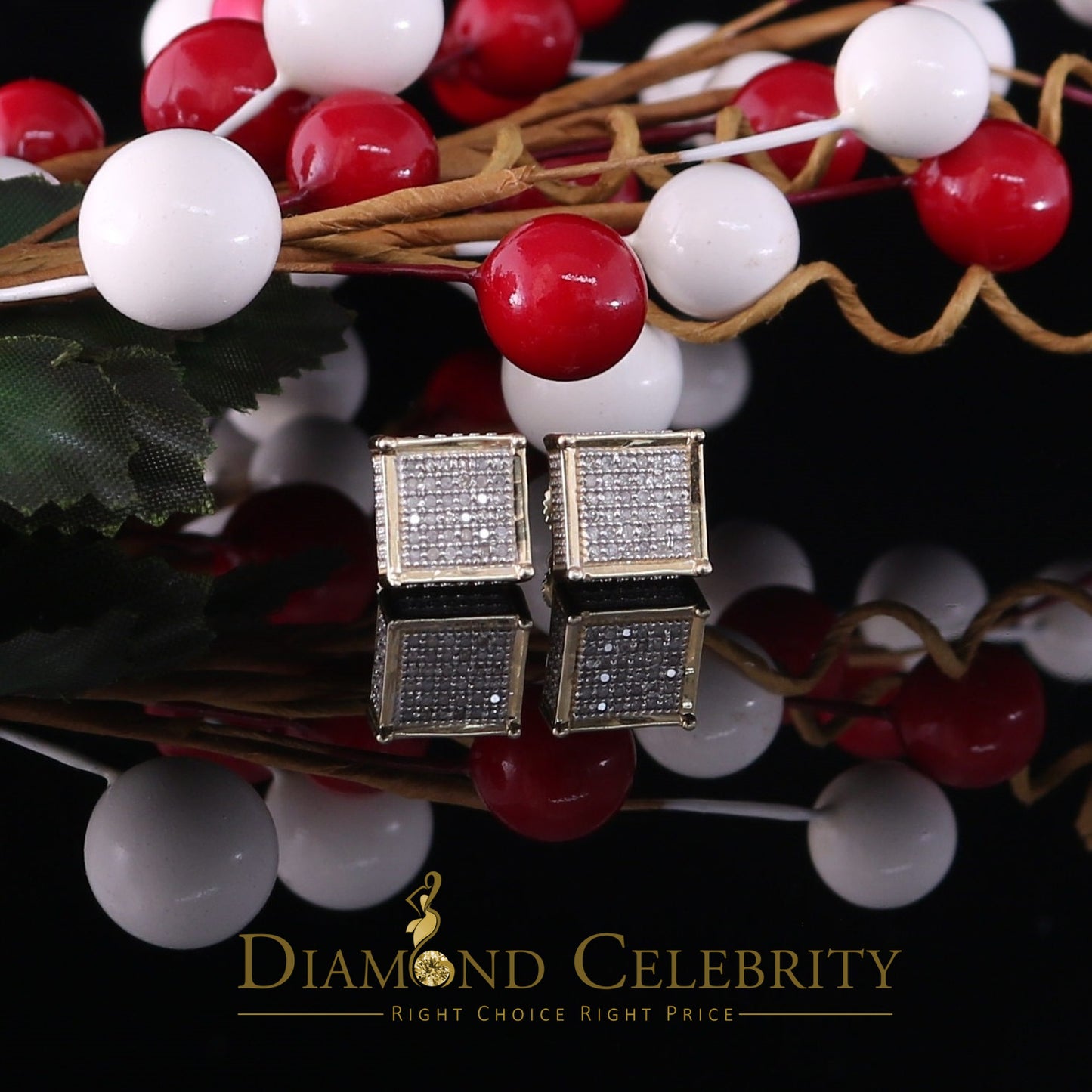 DiamondCelebritees 925 Sterling Silver 0.20ct Diamond Yellow Stud Men's/ Women's Earrings