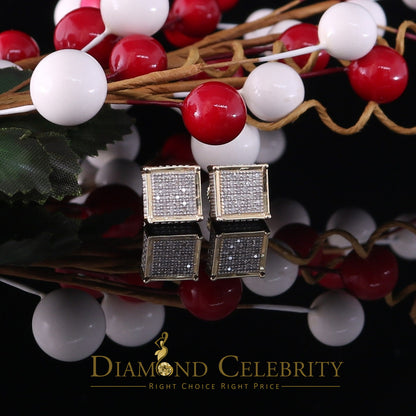 DiamondCelebritees 925 Sterling Silver 0.20ct Diamond Yellow Stud Men's/ Women's Earrings