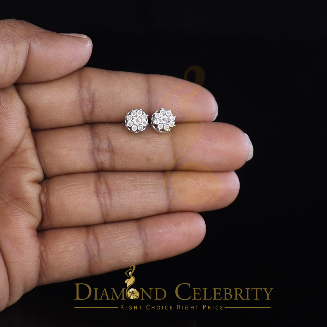 DiamondCelebritees 0.05ct Diamond 925 Sterling Silver White For Men's & Women's Floral Earrings