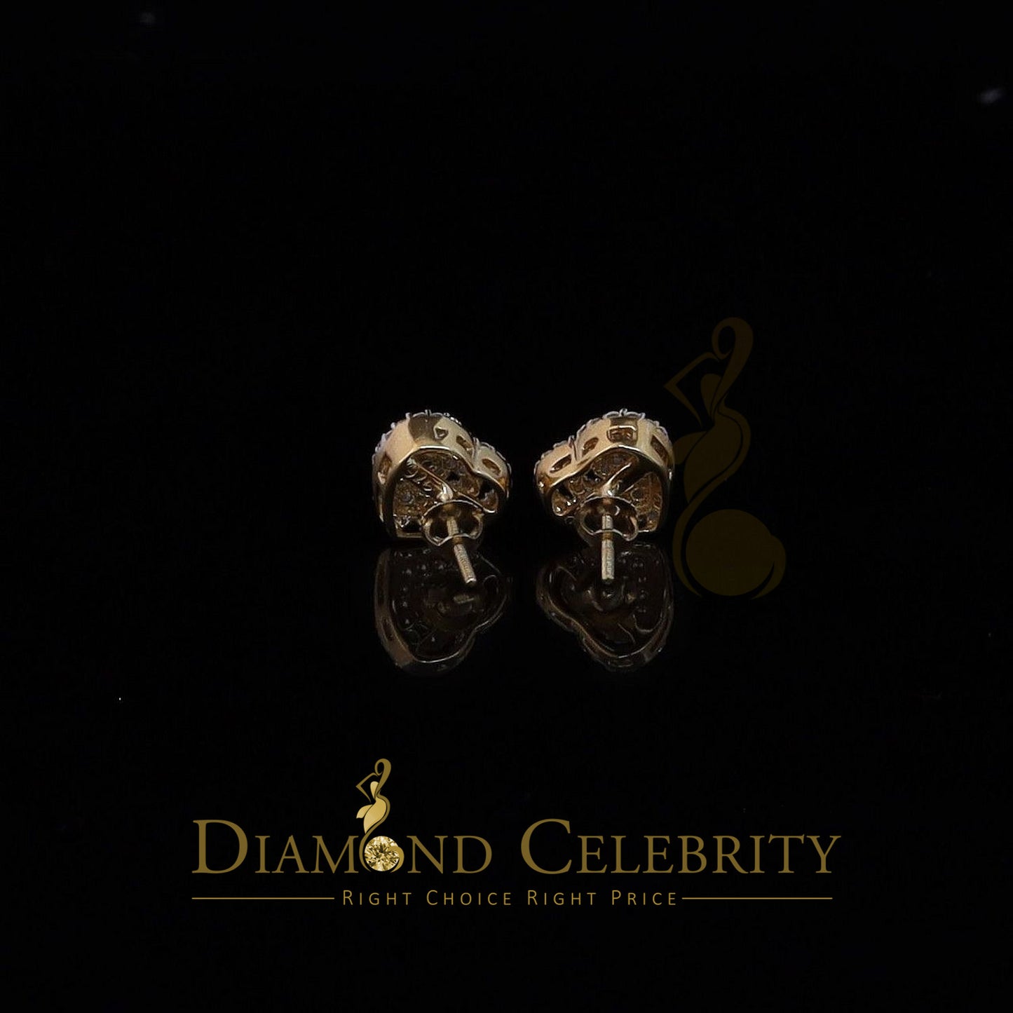 DiamondCelebritees  1.07ct Cubic Zirconia 925 Yellow Silver Women's & Men's Hip Hop Heart Earrings