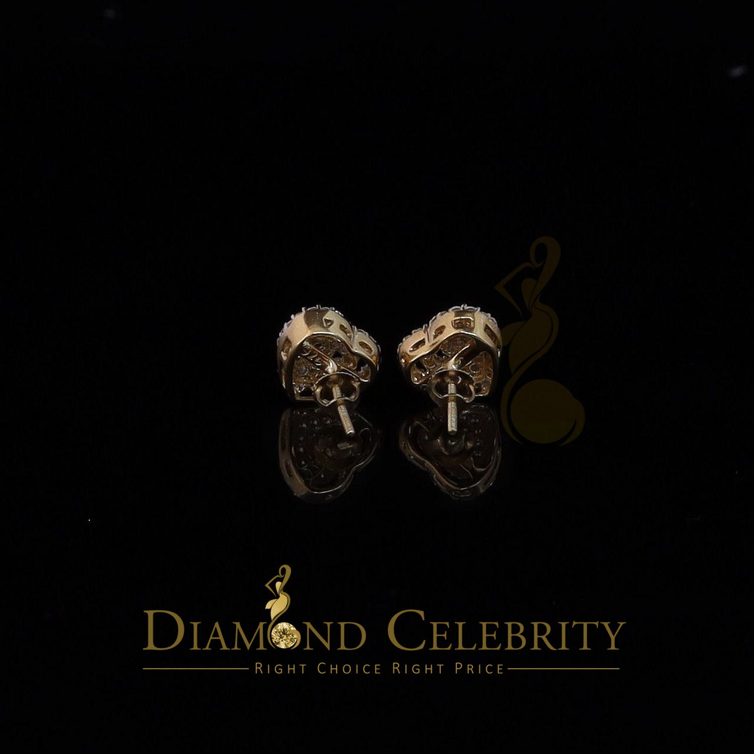 DiamondCelebritees  1.07ct Cubic Zirconia 925 Yellow Silver Women's & Men's Hip Hop Heart Earrings