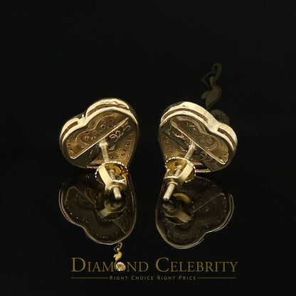 DiamondCelebritees Aretes Para Hombre Heart 925 Yellow Silver 0.20ct Diamond Women's /Men's Earring