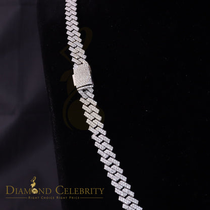 DiamondCelebritees White Cuban Moissanite Necklace Wdth 8mm Length sz 20inch Sterling Silver