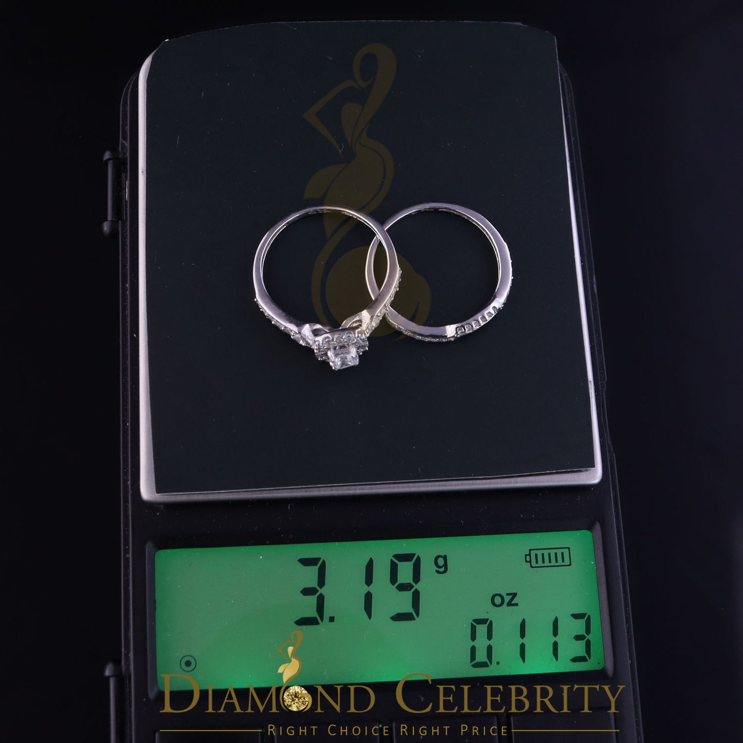 DiamondCelebritees 1.03ct Cubic Zirconia Sterling White Silver Square Bridal Womens style Ring Sz 7