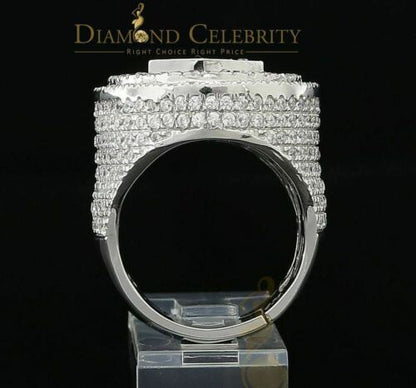 DiamondCelebritees White Sterling Silver11.50ct Cubic Zirconia Men's Adjustable Ring From SZ 9 to11
