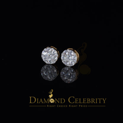 DiamondCelebritees  925 Sterling Yellow Silver 5.56ct Cubic Zirconia Women Round Stud Earrings