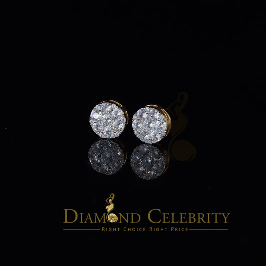 DiamondCelebritees  925 Sterling Yellow Silver 5.56ct Cubic Zirconia Women Round Stud Earrings