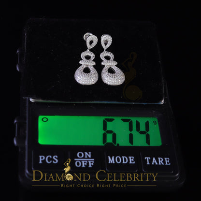 DiamondCelebritees  Men's White Gold Hip Hop Iced Round dangling 925 Sterling Silver Earrings