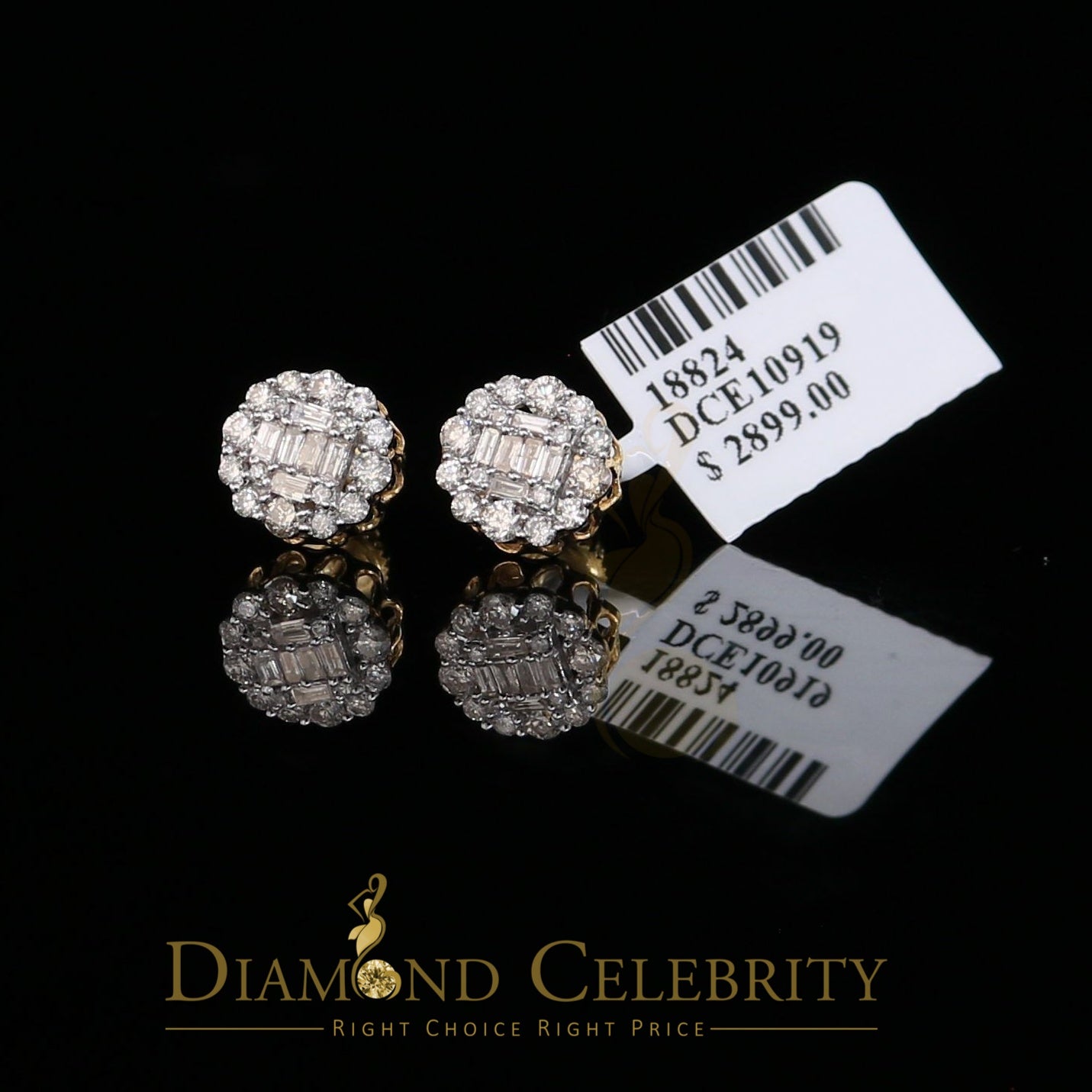 DiamondCelebritees 10K Real Yellow Gold with 0.66CT Real Diamond Men's/Women's Stud Earrings