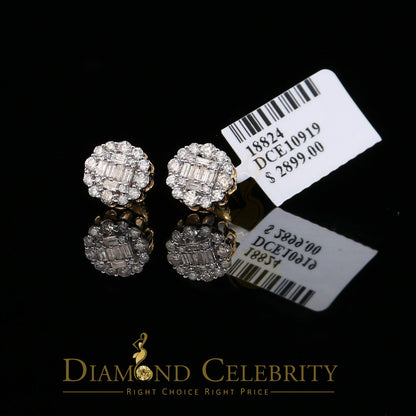 DiamondCelebritees 10K Real Yellow Gold with 0.66CT Real Diamond Men's/Women's Stud Earrings