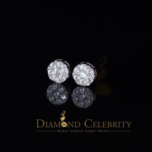 DiamondCelebritees  925 Sterling White Silver Cubic Zirconia Women & Men Round Stud Earrings