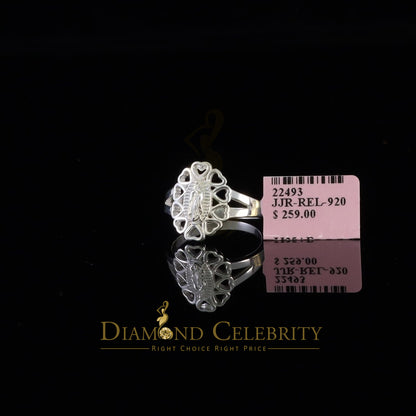 DiamondCelebritees White 925 Silver Virgin Mary Heart shape cutout Women Faith Protection Ring SZ 8
