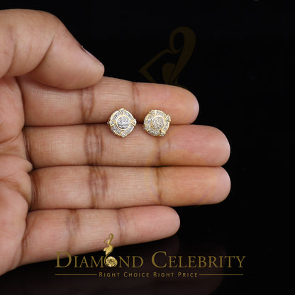 DiamondCelebritees  Aretes Para Hombre Silver 0.25ct Diamond For Ladies / Gent's Yellow Stud Earring