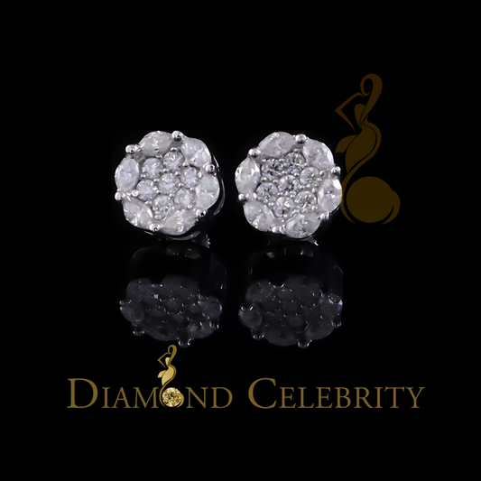 Diamondcelebritees 925 Moissanite White flower 1.00ct Silver Women's Marquise Stud Earrings VVS' D