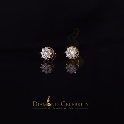 DiamondCelebritees 0.50ct Vvs 'D' Color Genuine Moissanite FLORAL Earrings 10k Real Yellow Gold