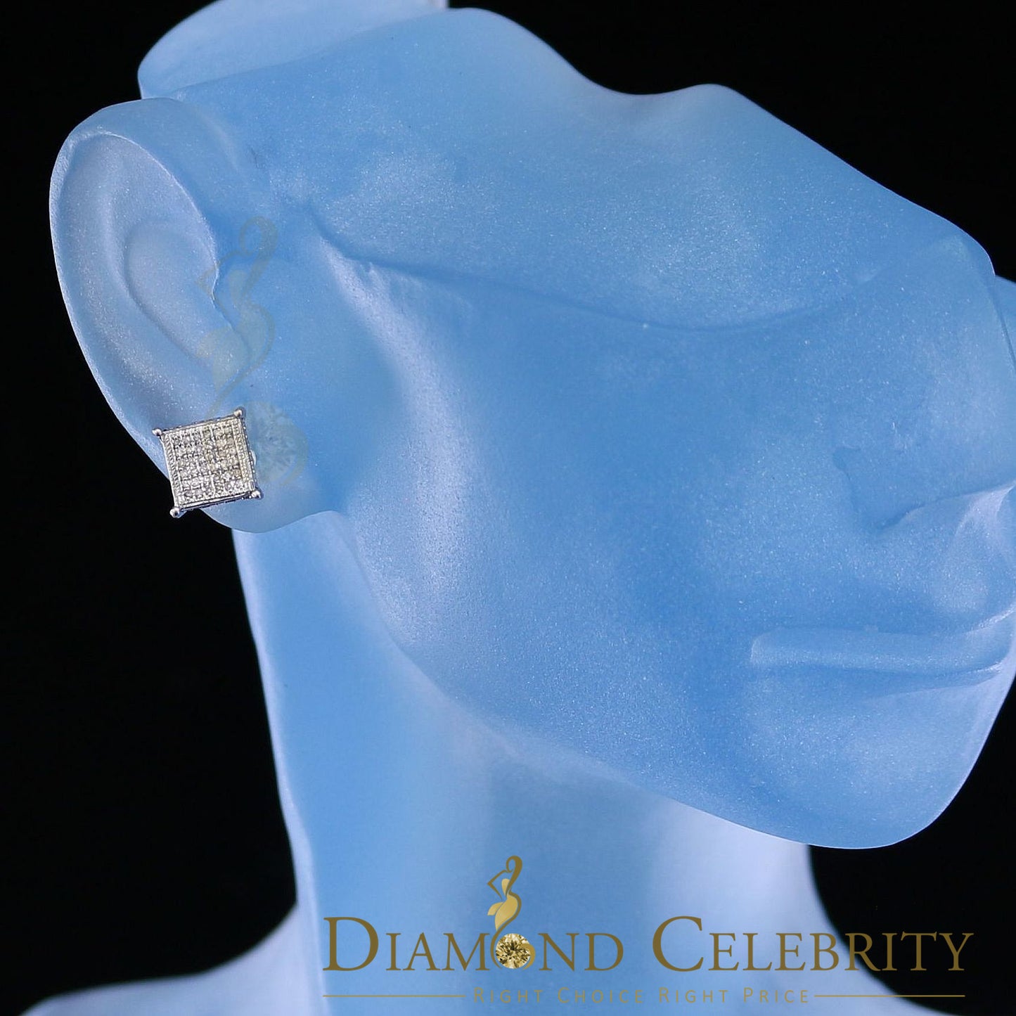 DiamondCelebritees 0.20ct Diamond Collection White 925 Sterling Silver Women & Men Square Earrings