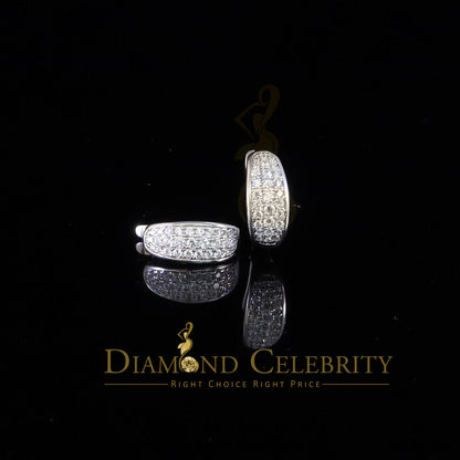 DiamondCelebritees  white Gold 925 Sterling Silver Mens hip hop Iced 3 row Huggie Hoop earrings