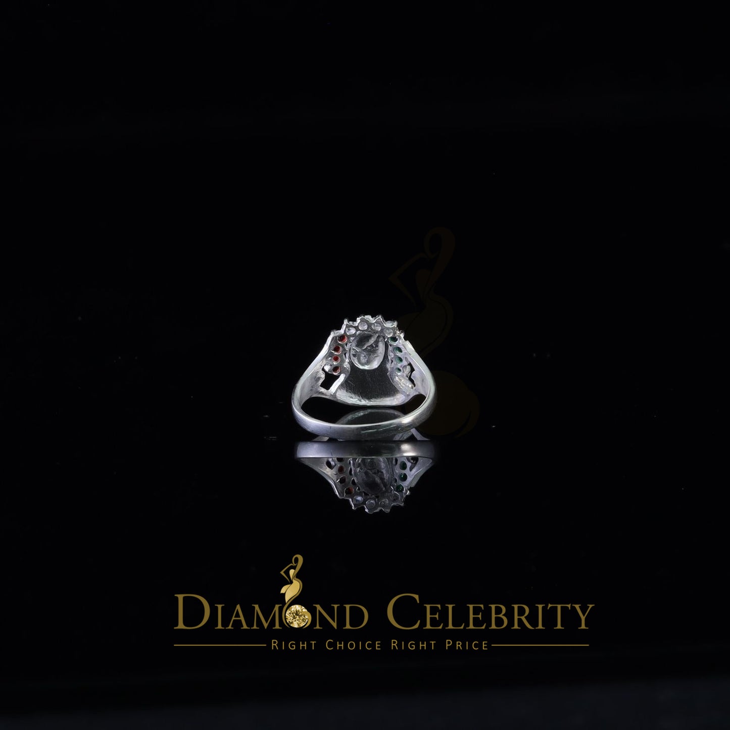 DiamondCelebritees Religious White 925 Silver Cubic Zirconia Mother Mary Face Women's Ring Size 7