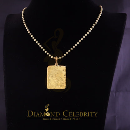 DiamondCelebritees Men's 925 Silver 0.66ct CZ ST LAZARUS "1" inch 3D look Yellow Square Pendant