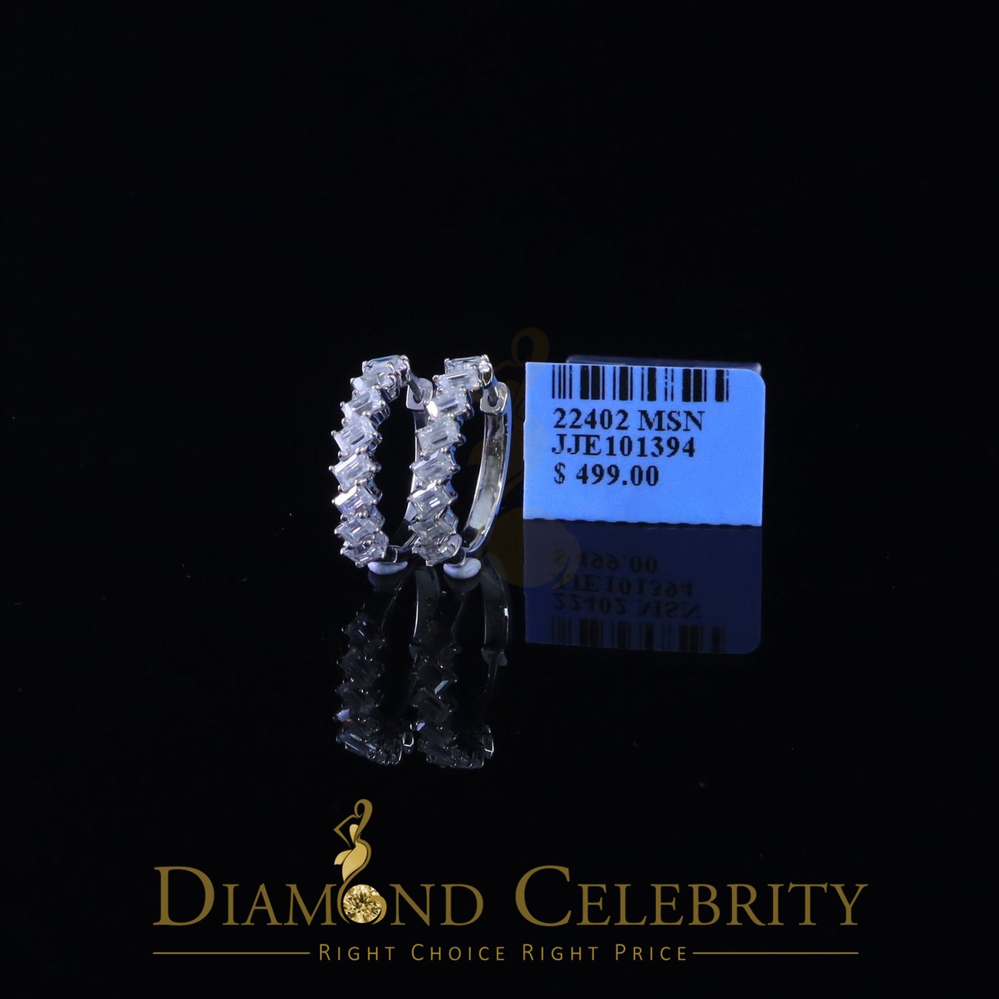 Diamondcelebritees 1.48 ct Moissanite Baugutte White 925 Sterling Silver Women's Hoop Earrings