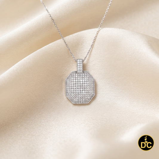 DiamondCelebritees 925 White Sterling Silver Geometrical Shape Pendant 1.00ct Cubic Zirconia Stone