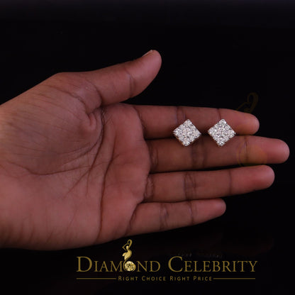 DiamondCelebritees Real Moissanite Square Earrings 10k Real Yellow Gold 4.50ct VVS 'D' Color