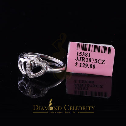 DiamondCelebritees 0.20 ct Cubic Zirconia 925 Sterling White Silver Heart Womens/Men's Ring Size 7